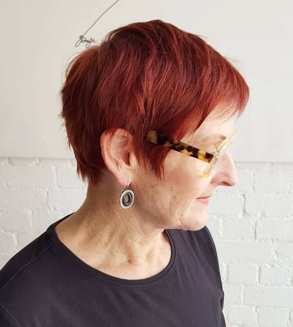 Red Pixie Cut Over 70